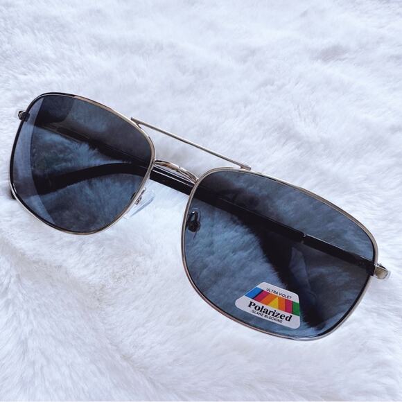 Stylens Other - Troy Black w/ Silver Rims Rectangular Polarized Sunglasses